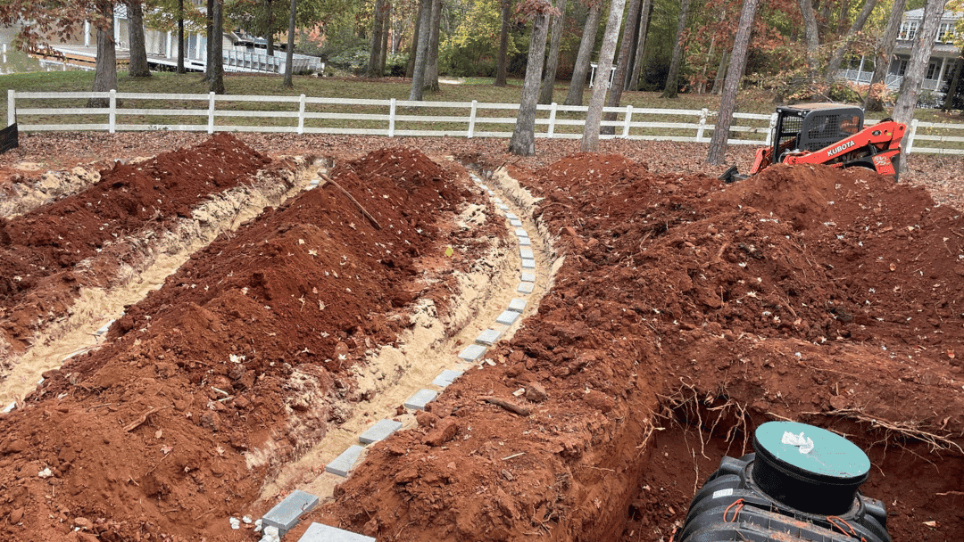 Excavated Trenches for Septic System Installation